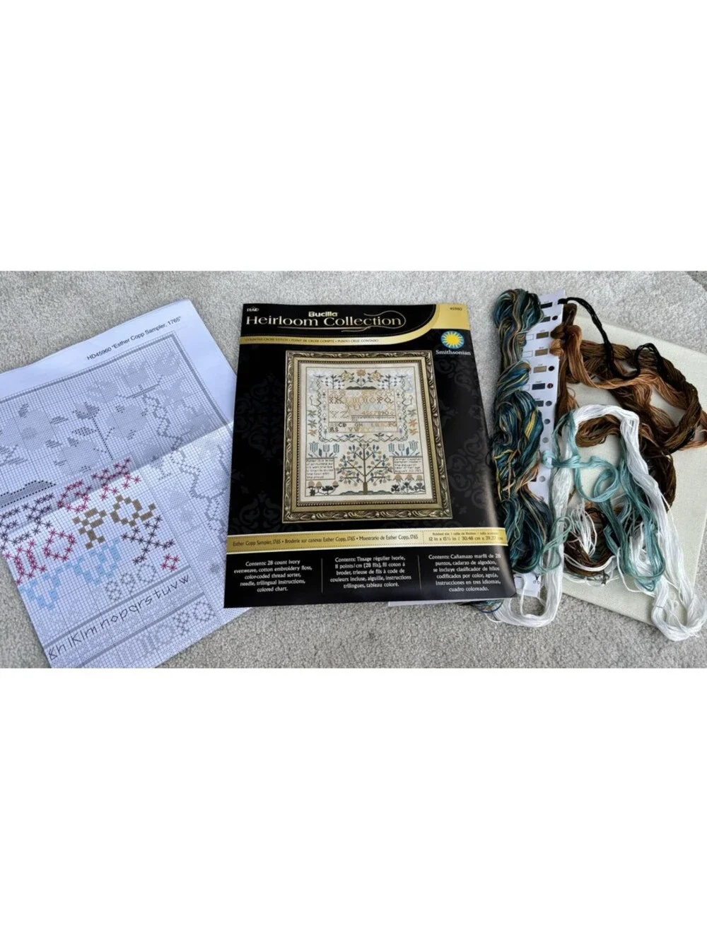 Bucilla Heirloom Collection Cross Stitch Kit w Thread Smithsonian Alphabet